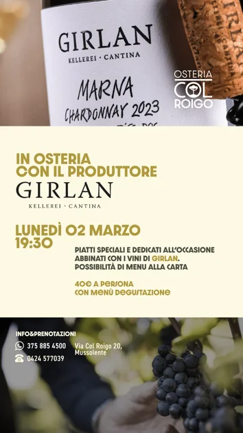 Serata degustazione vini con la cantina Girlan